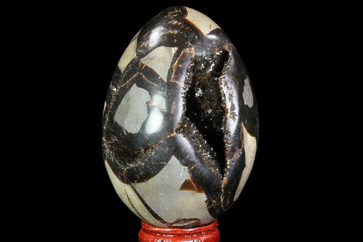 Septarian Dragon Egg Geode - Black Crystals #71895